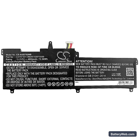 Asus GL702 Replacement Battery, 15.2V, 4800mAh, Li-Polymer 3