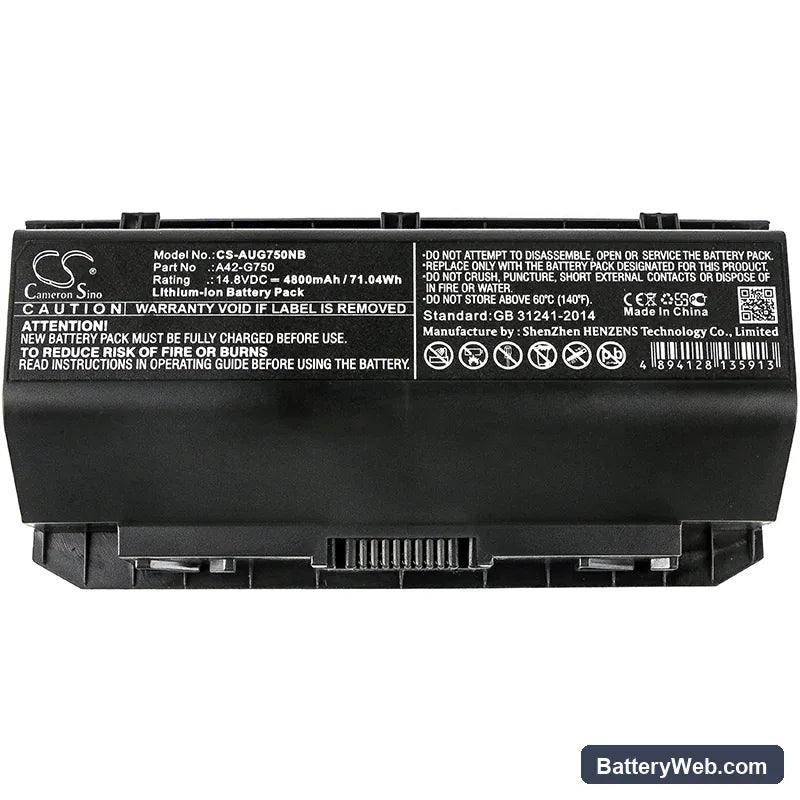 Asus G750 Replacement Battery, 14.8V, 4800mAh, Li-ion 3