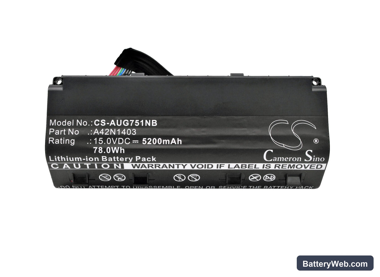 Asus G751J Replacement Battery, 15V, 5200mAh, Li-ion 5