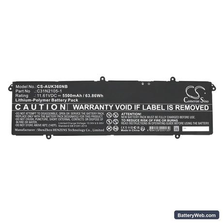 Asus K3605VU Replacement Battery, 11.61V, 5500mAh, Li-Polymer 3
