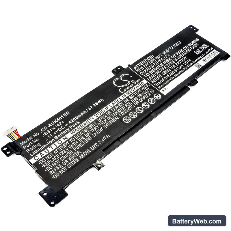 Asus K401 Replacement Battery, 11.4V, 4200mAh, Li-ion 1