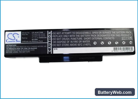 Asus A72 Replacement Battery, 11.1V, 4400mAh, Li-ion 5