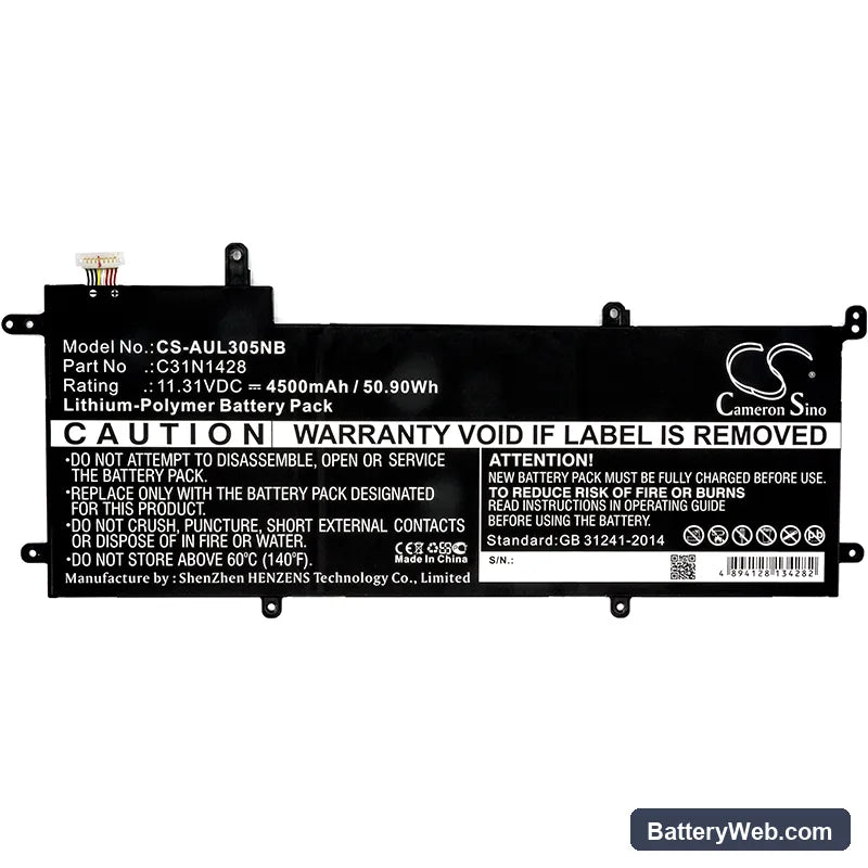 Asus Zenbook UX305LA Replacement Battery, 11.31V, 4500mAh, Li-Polymer 3