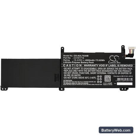 Asus ROG Strix GL703GM Scar Edition Replacement Battery, 15.4V, 4800mAh, Li-Polymer 3