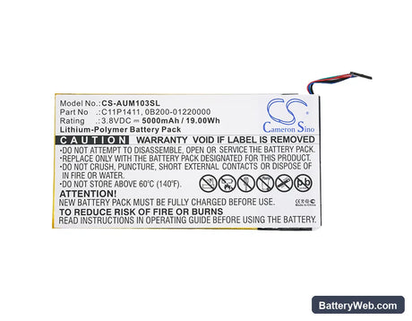 Asus MeMO Pad 10 ME103K Replacement Battery, 3.8V, 5000mAh, Li-Polymer 5