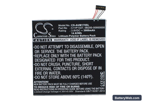 Asus MeMO Pad ME170C Replacement Battery, 3.8V, 3900mAh, Li-Polymer 1
