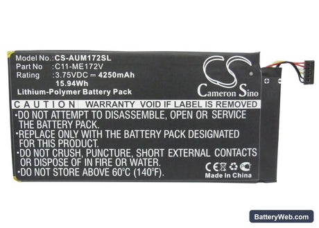 Asus MeMO Pad ME172 Replacement Battery, 3.75V, 4250mAh, Li-Polymer 5