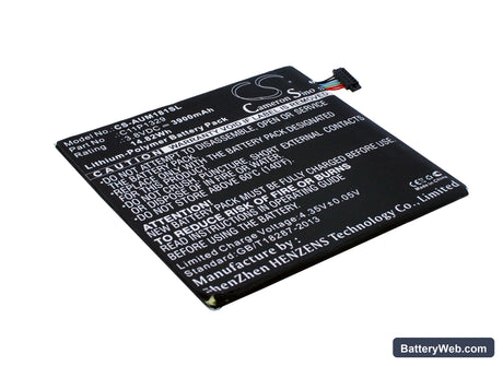 Asus Memo Pad 8 Replacement Battery, 3.8V, 3900mAh, Li-Polymer 1