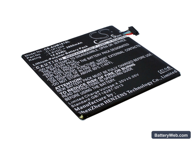Asus Memo Pad 8 Replacement Battery, 3.8V, 3900mAh, Li-Polymer 1