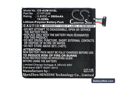 Asus Memo Pad 8 Replacement Battery, 3.8V, 3900mAh, Li-Polymer 5