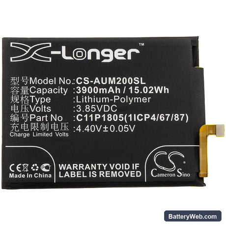 Asus ZenFone Max M2 Replacement Battery, 3.85V, 3900mAh, Li-Polymer 3
