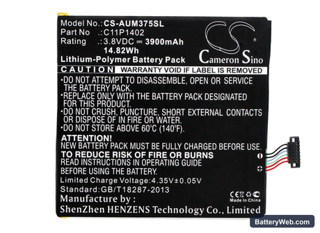 Asus FE375CG Replacement Battery, 3.8V, 3900mAh, Li-Polymer 5