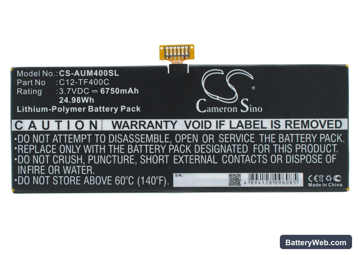 Asus VivoTab Smart ME400C Replacement Battery, 3.7V, 6750mAh, Li-Polymer 1