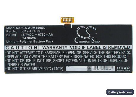 Asus VivoTab Smart ME400C Replacement Battery, 3.7V, 6750mAh, Li-Polymer 1