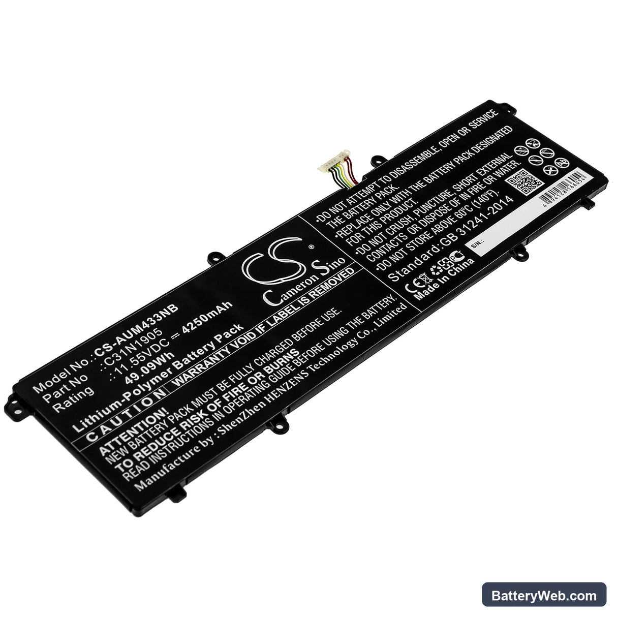 Asus VivoBook S14 S433FA-EB095T Replacement Battery, 11.55V, 4250mAh, Li-Polymer 1