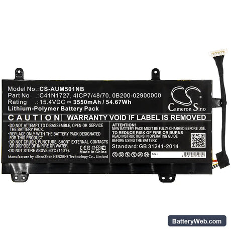Asus GM501GM-EI017T Replacement Battery, 15.4V, 3550mAh, Li-Polymer 3