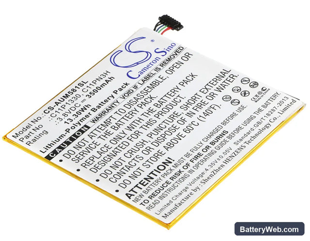 Asus Memo Pad 8 Replacement Battery, 3.8V, 3500mAh, Li-Polymer 1