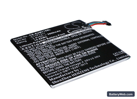 Asus MeMO Pad HD 7 Replacement Battery, 3.8V, 3900mAh, Li-Polymer 1