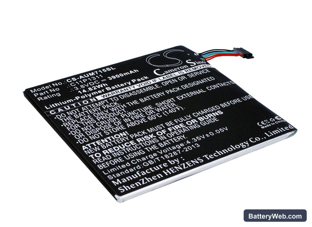 Asus MeMO Pad HD 7 Replacement Battery, 3.8V, 3900mAh, Li-Polymer 1