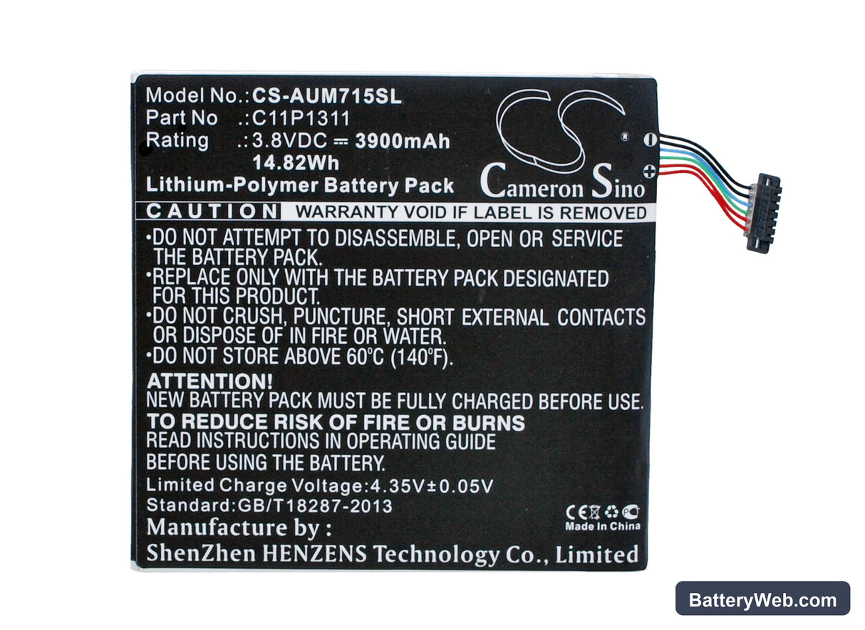 Asus MeMO Pad HD 7 Replacement Battery, 3.8V, 3900mAh, Li-Polymer 5