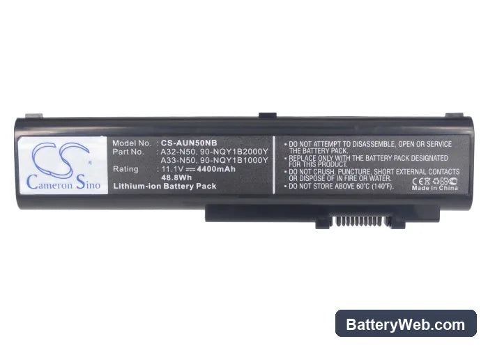 Asus N50 Replacement Battery, 11.1V, 4400mAh, Li-ion 5
