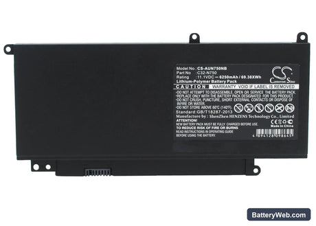 Asus N750 Replacement Battery, 11.1V, 6250mAh, Li-Polymer 1