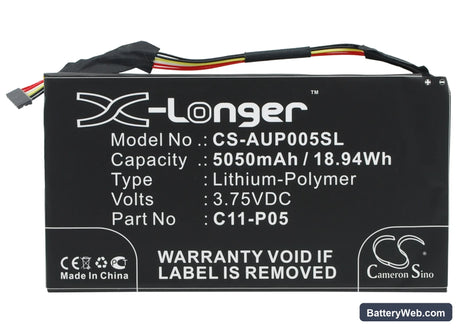 Asus PadFone Infinity A80 Tablet Replacement Battery, 3.75V, 5050mAh, Li-Polymer 1