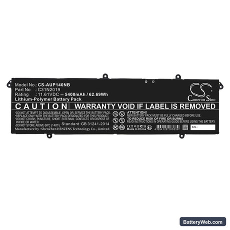 Asus VivoBook Pro 14X OLED M7400 Replacement Battery, 11.61V, 5400mAh, Li-Polymer 3