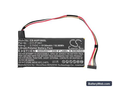 Asus Transformer AiO Replacement Battery, 3.7V, 5130mAh, Li-Polymer 5