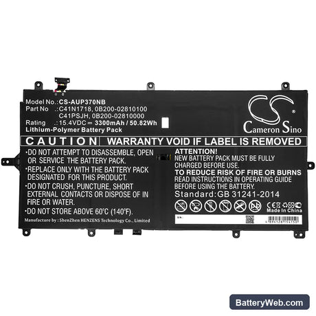 Asus NovaGo TP370QL Replacement Battery, 15.4V, 3300mAh, Li-Polymer 3
