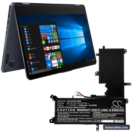 Asus VivoBook Flip 14 TP410UA-EC229T Replacement Battery, 11.52V, 3650mAh, Li-Polymer 5