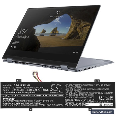 Asus VivoBook Flip 14 TP412UA-EC034T Replacement Battery, 11.55V, 3550mAh, Li-Polymer 5