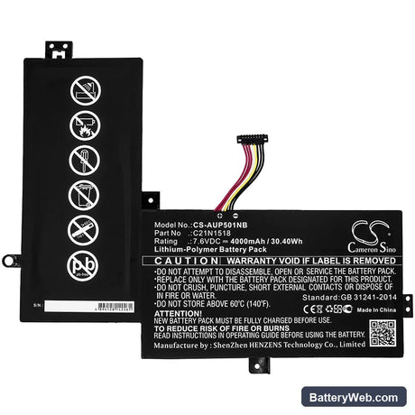 Asus VivoBook Flip TP501 Replacement Battery, 7.6V, 4000mAh, Li-Polymer 3