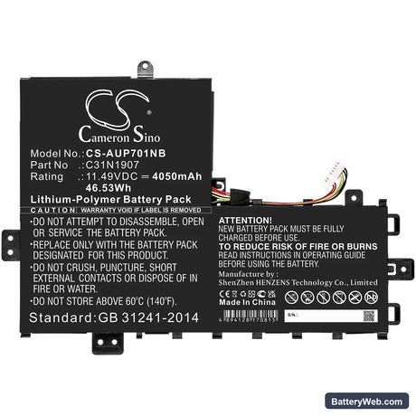 Asus Business P1701FA-AU657 Replacement Battery, 11.49V, 4050mAh, Li-Polymer 3