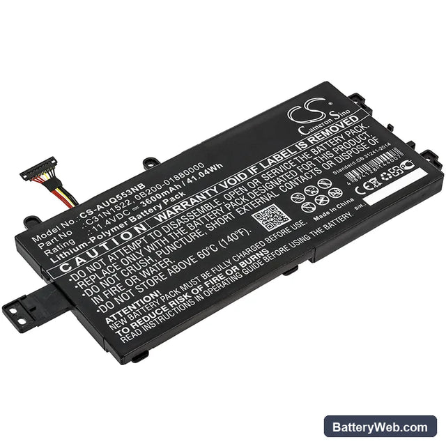 Asus Q553U Replacement Battery, 11.4V, 3600mAh, Li-Polymer 1