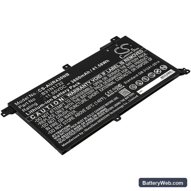 Asus S430UF Replacement Battery, 11.55V, 3600mAh, Li-ion 1