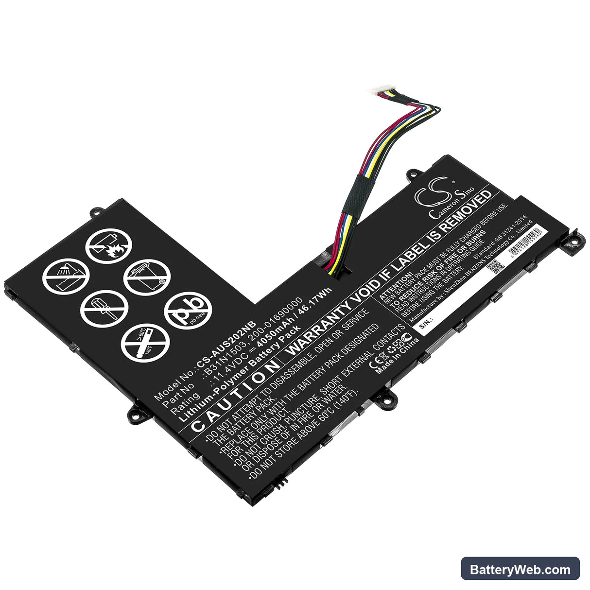 Asus E202SA-1A Replacement Battery, 11.4V, 4050mAh, Li-Polymer 1