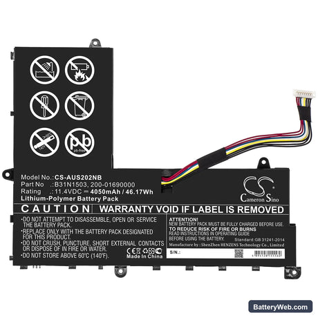 Asus E202SA-1A Replacement Battery, 11.4V, 4050mAh, Li-Polymer 3
