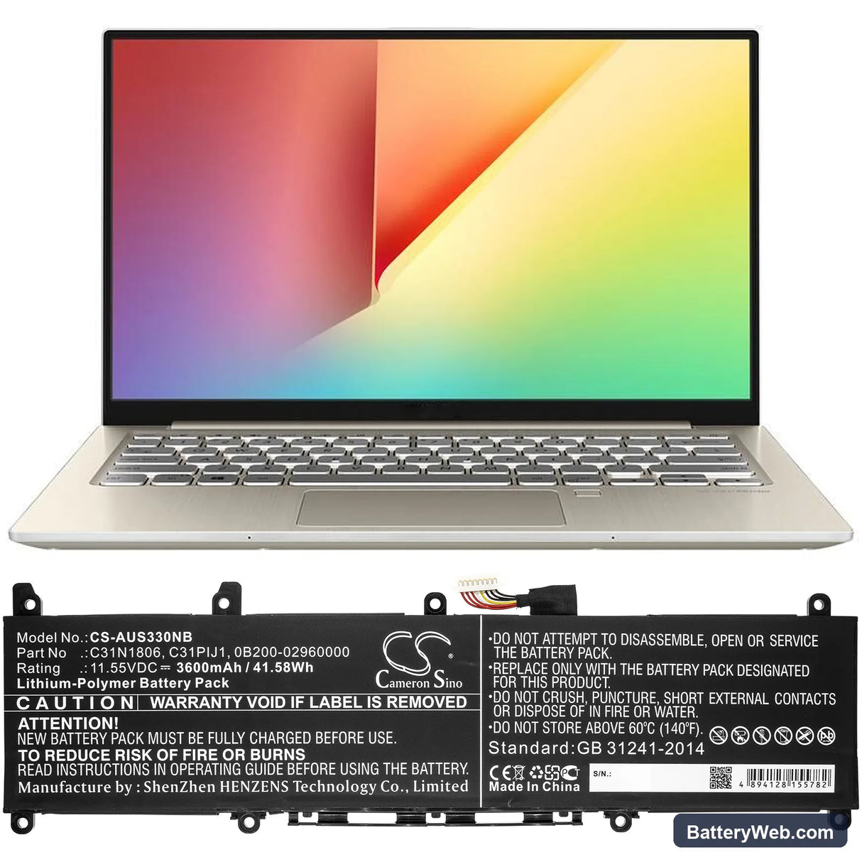 Asus X330FA-3G Replacement Battery, 11.55V, 3600mAh, Li-Polymer 5