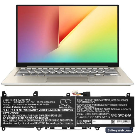 Asus X330FA-3G Replacement Battery, 11.55V, 3600mAh, Li-Polymer 5