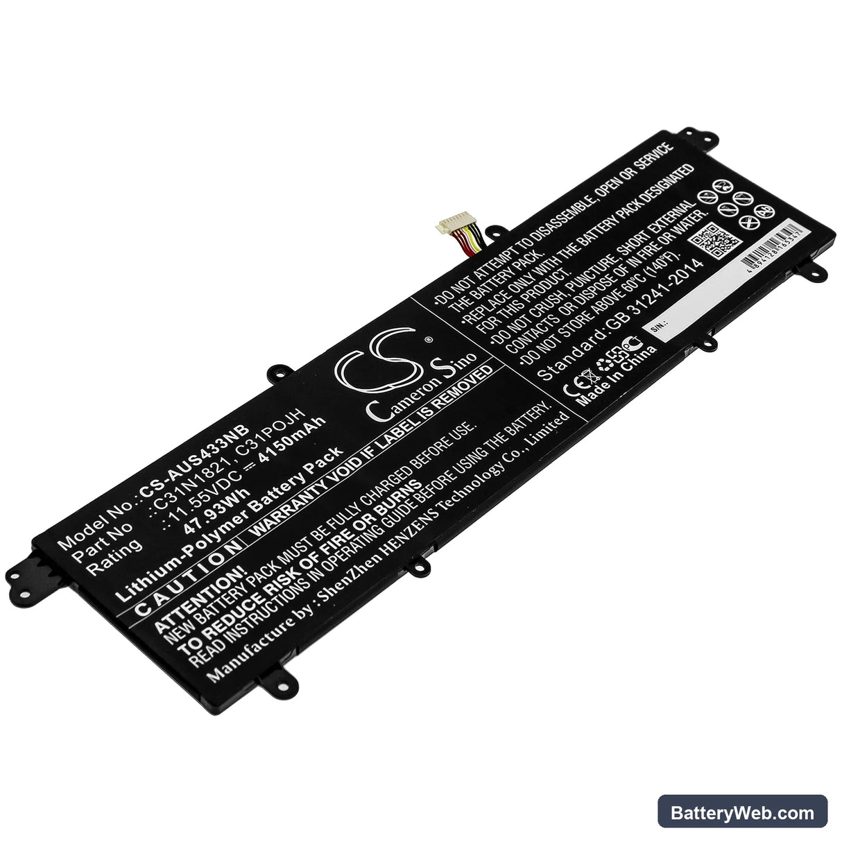 Asus VivoBook S14 S433FA-EB491 Replacement Battery, 11.55V, 4150mAh, Li-Polymer 1