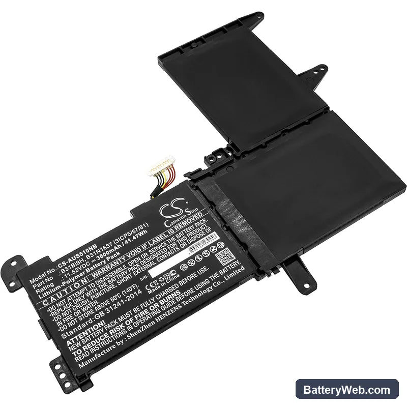 Asus S510UQ Replacement Battery, 11.52V, 3600mAh, Li-Polymer 1