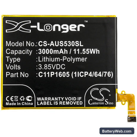 Asus ZenFone 3 Deluxe Replacement Battery, 3.85V, 3000mAh, Li-Polymer 3