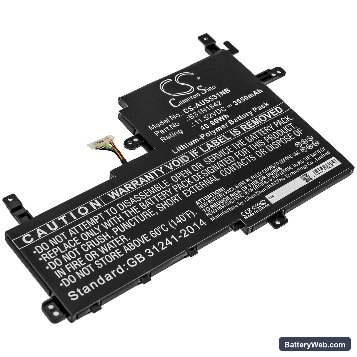Asus VivoBook S15 S531FA-EJ003T Replacement Battery, 11.52V, 3550mAh, Li-Polymer 1