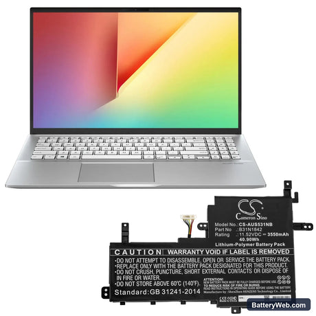 Asus VivoBook S15 S531FA-EJ003T Replacement Battery, 11.52V, 3550mAh, Li-Polymer 5