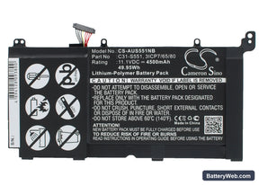 Asus VivoBook S551L Replacement Battery, 11.1V, 4500mAh, Li-Polymer 1