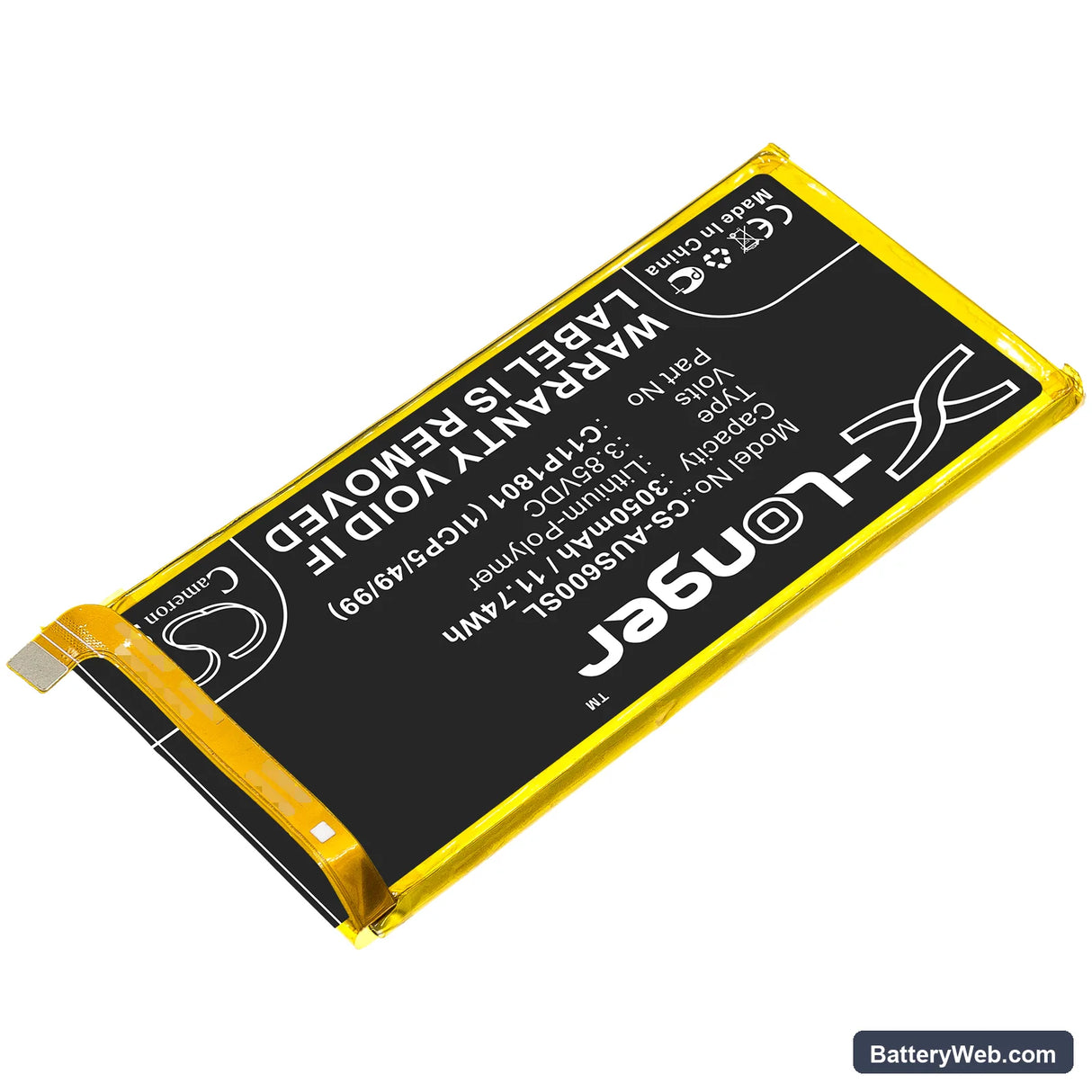 Asus ROG Phone Replacement Battery, 3.85V, 3050mAh, Li-Polymer 2