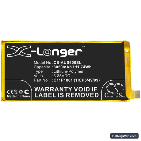 Asus ROG Phone Replacement Battery, 3.85V, 3050mAh, Li-Polymer 3
