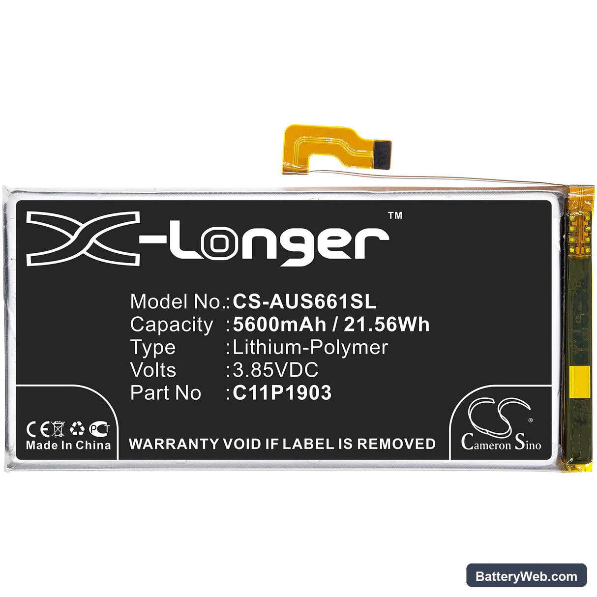 Asus ROG Phone III Replacement Battery, 3.85V, 5600mAh, Li-Polymer 3