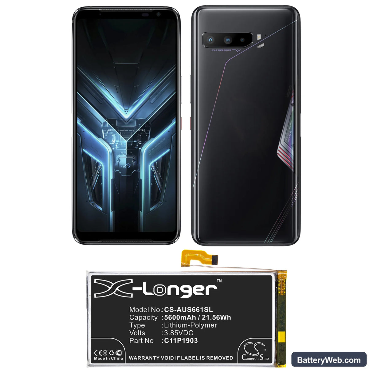 Asus ROG Phone III Replacement Battery, 3.85V, 5600mAh, Li-Polymer 5